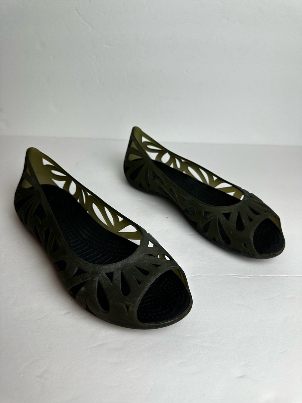 Crocs Adina II Jelly Sandals Women's Size 9 Shoes Peep Toe Black Waterproof